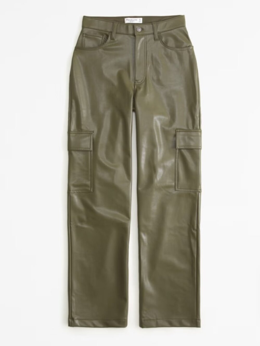 Abercrombie & Fitch Curve Love Vegan Leather Cargo 90s Relaxed Pant, Green, 26